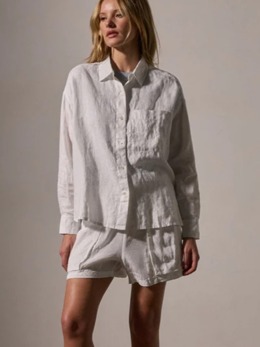NWT James Perse White Linen Button-Down Shirt